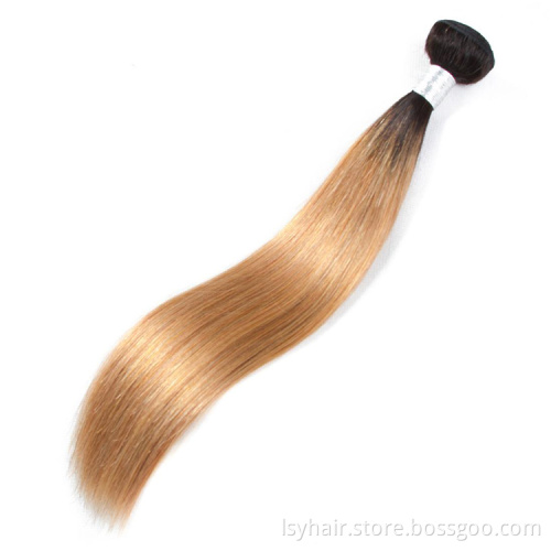 1B27 ombre Blonde Hair Bundles With Closure 3 Bundles With 4x4 Lace Closure Brazilian Straight Hair Remy Human Hair Extensions